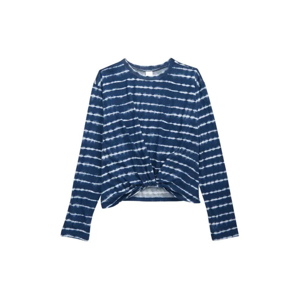 Nordstrom Kids' Twist Front Long Sleeve T-Shirt Blue Tie Dye Size S 7-8